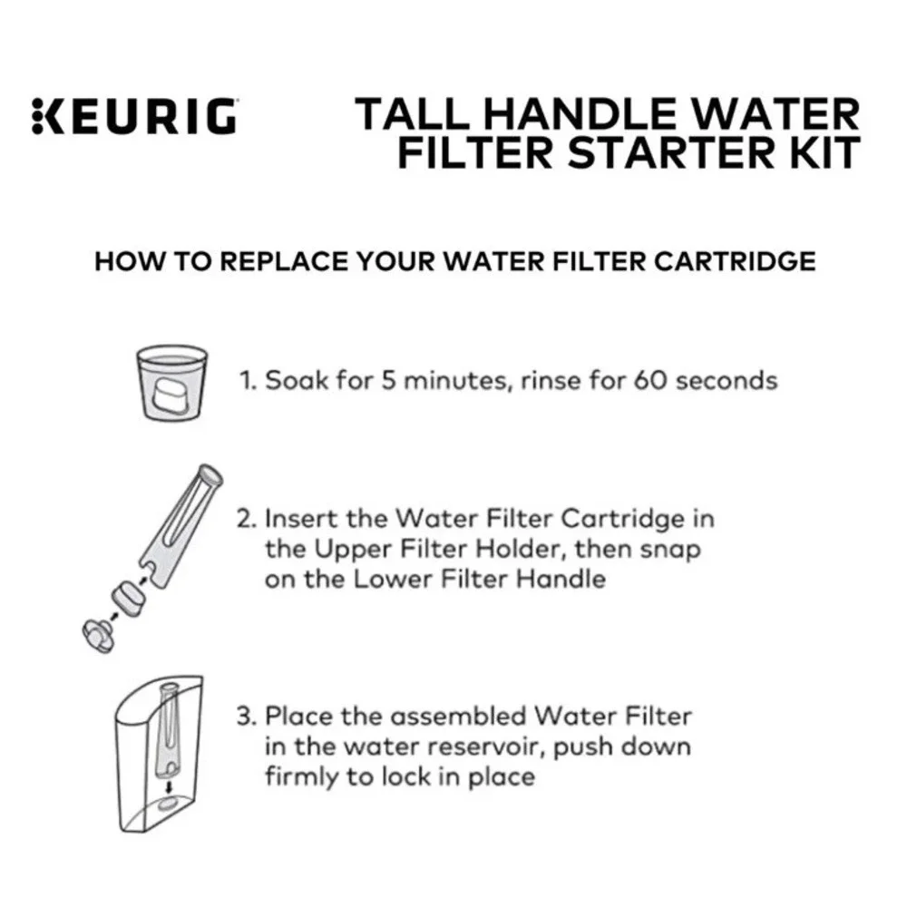 2 X Tall Handle Water Filter‎ Kit with 2 Replacement Filters for Coffee Makers